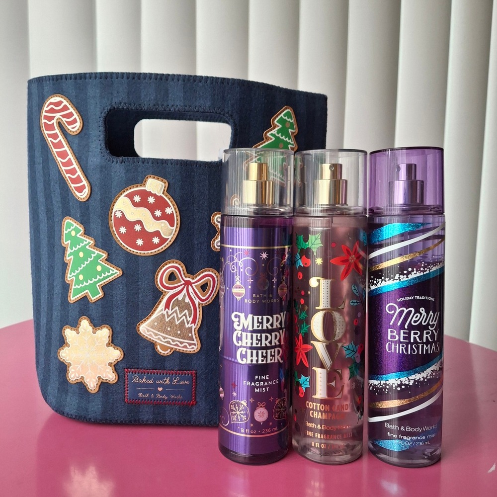 Bath & Body Works Merry Christmas Love Cotton Candy Champagne Mist Bag Set